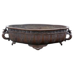 Antique Oriental Japanese Large Fine Quality Shaped Bronze Bowl Planter Jardiniè