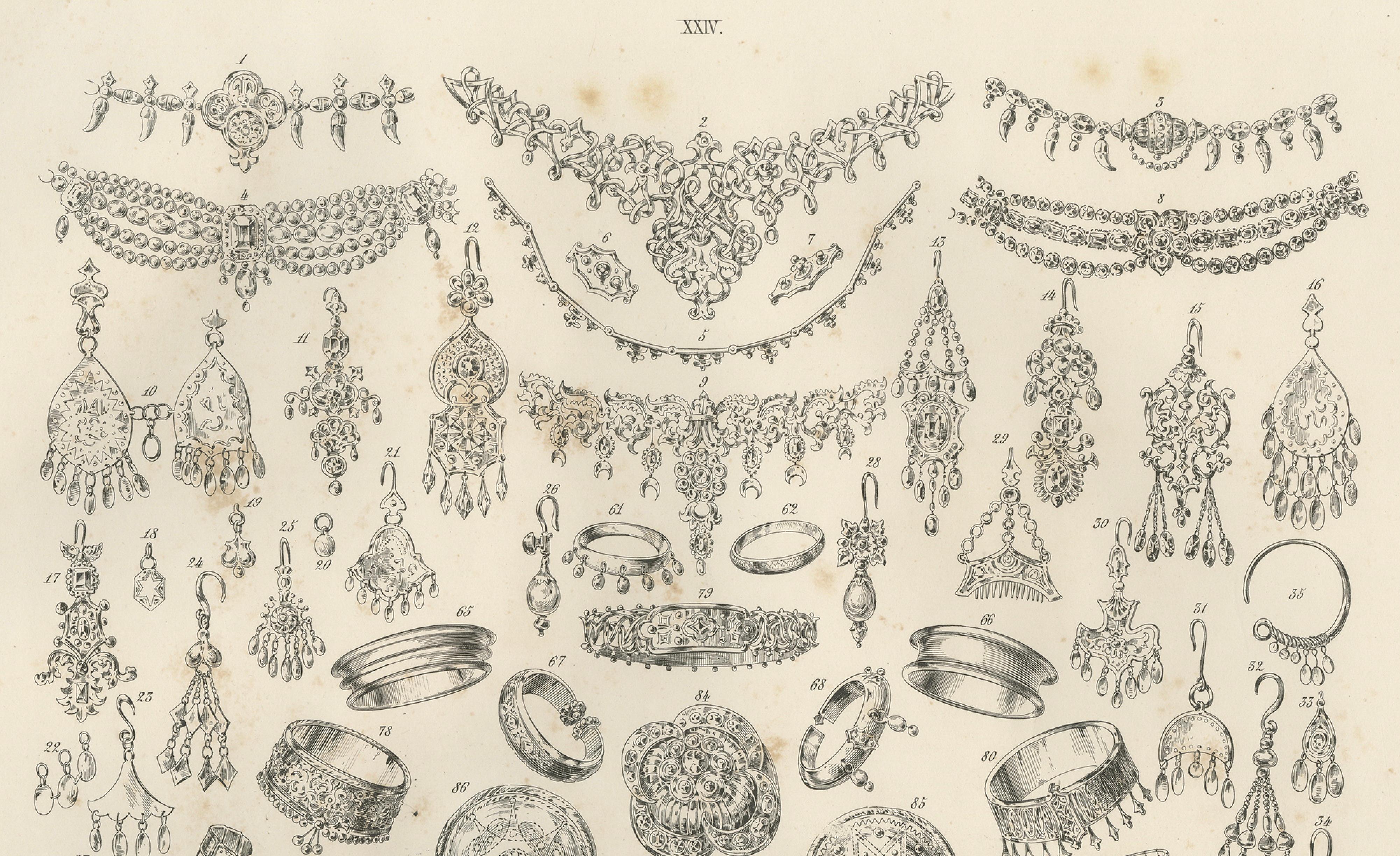 XIXe siècle Bijoux orientaux anciens et étude de parure de Maximilian en Bavière, 1846 en vente