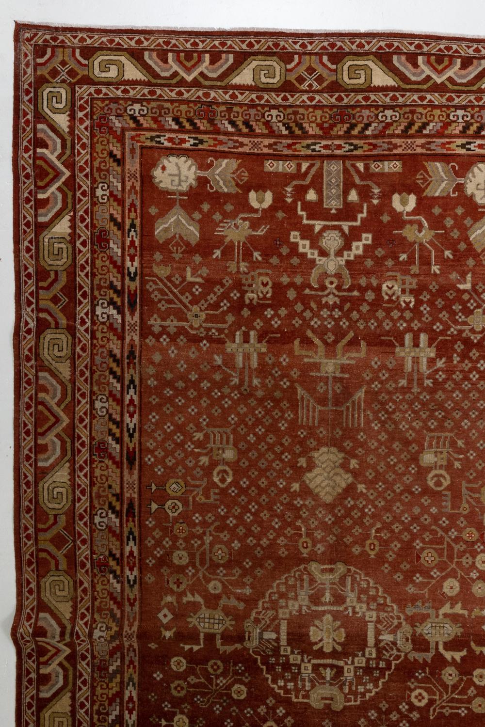 Hand-Woven Antique Oriental Khotan Rug For Sale