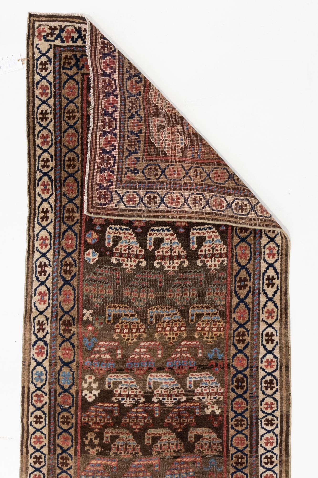 Hand-Woven Antique Oriental Kurdish Runner Rug For Sale