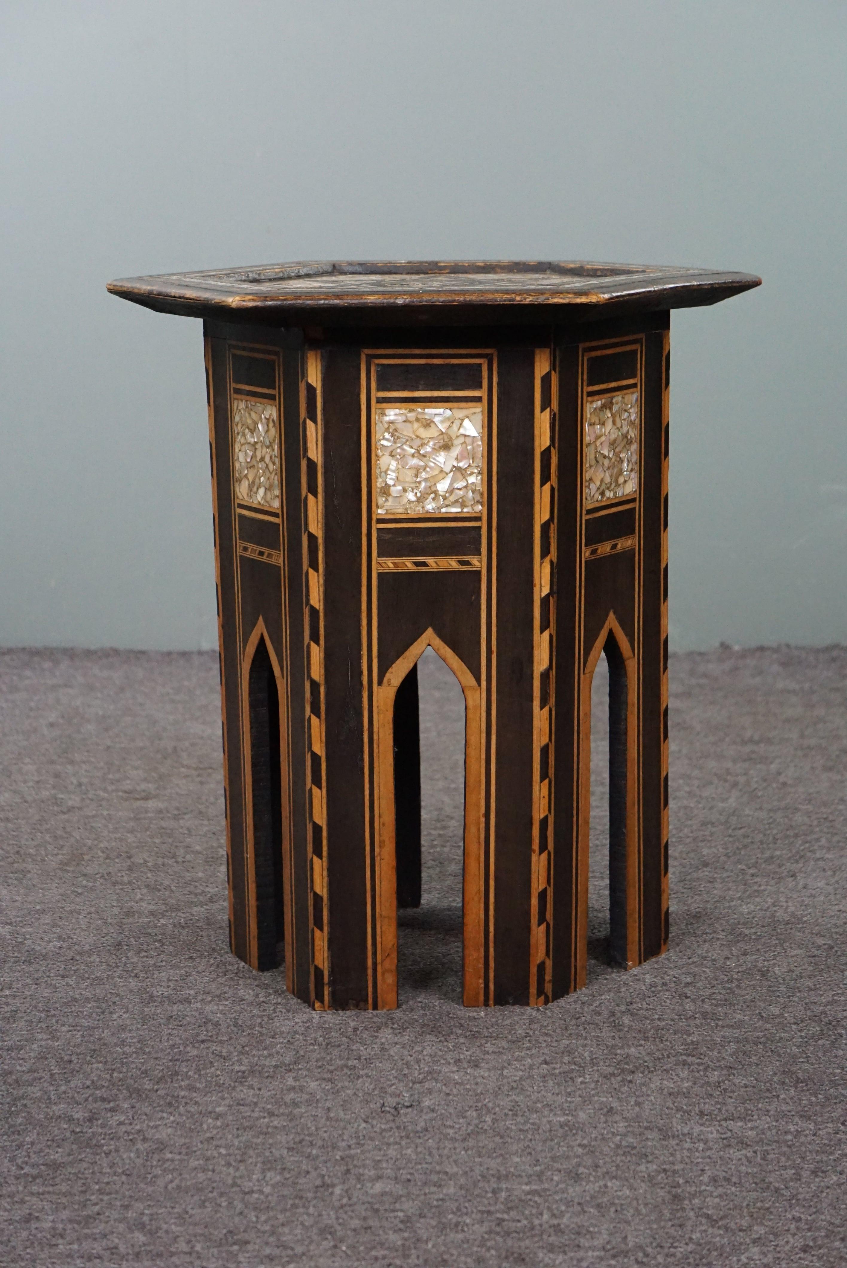 Early 20th Century Antique Oriental mosaic side table For Sale