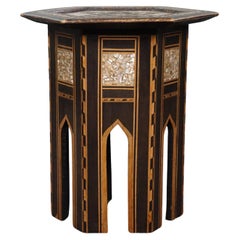 Antique Oriental mosaic side table