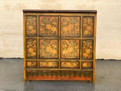 Antique Oriental Painted Hutch Cabinet