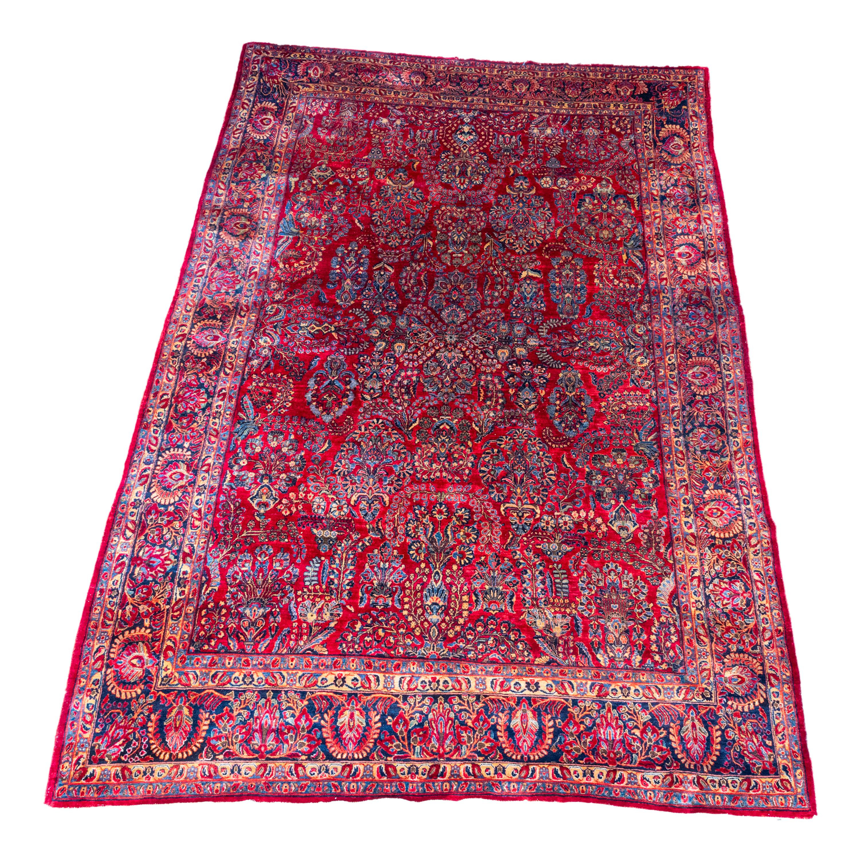 Sarouk Farahan Antique Oriental Persian Handwoven 15ft Palace Size Sarouk Rug Carpet Circa 1920