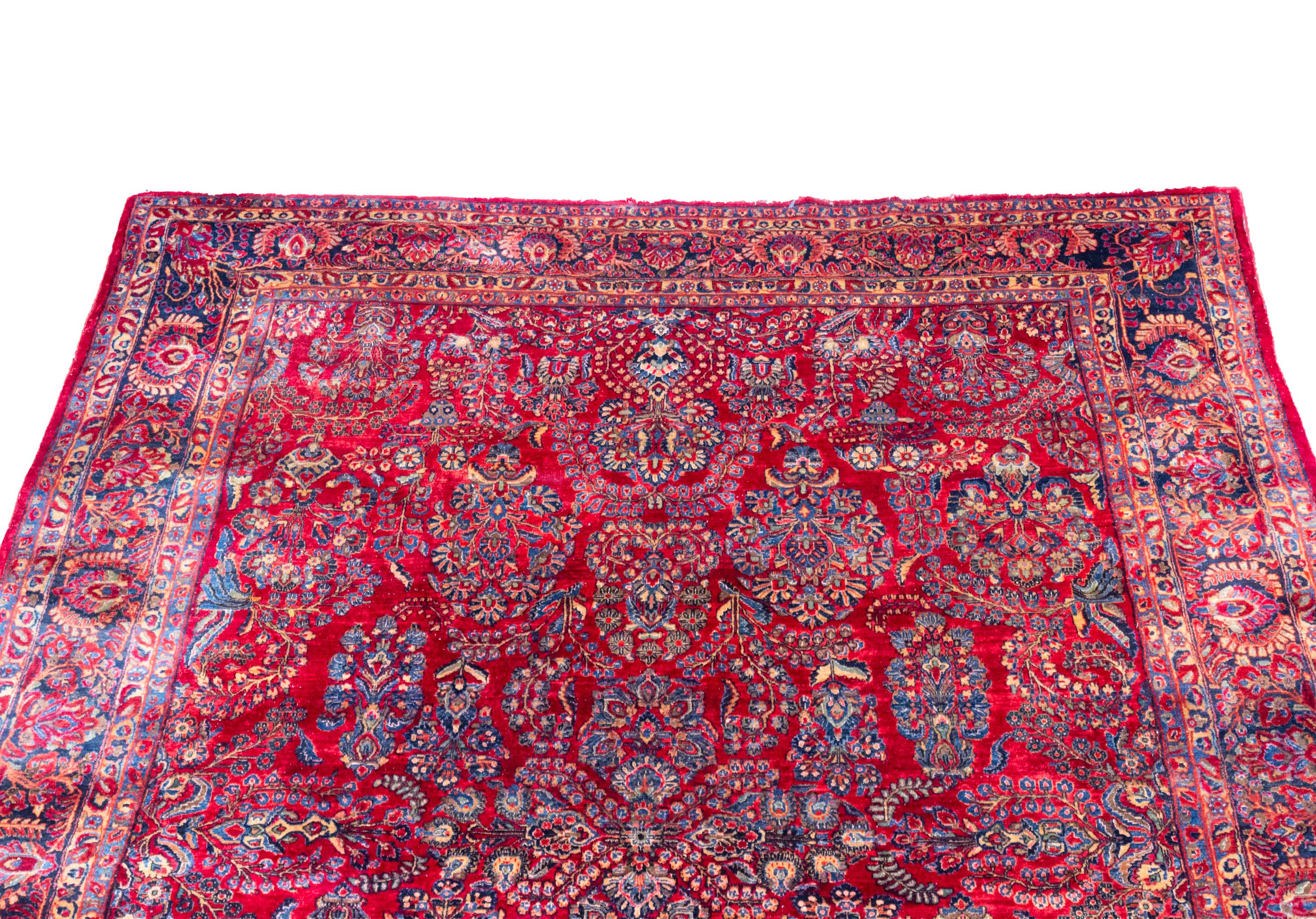 Woven Antique Oriental Persian Handwoven 15ft Palace Size Sarouk Rug Carpet Circa 1920