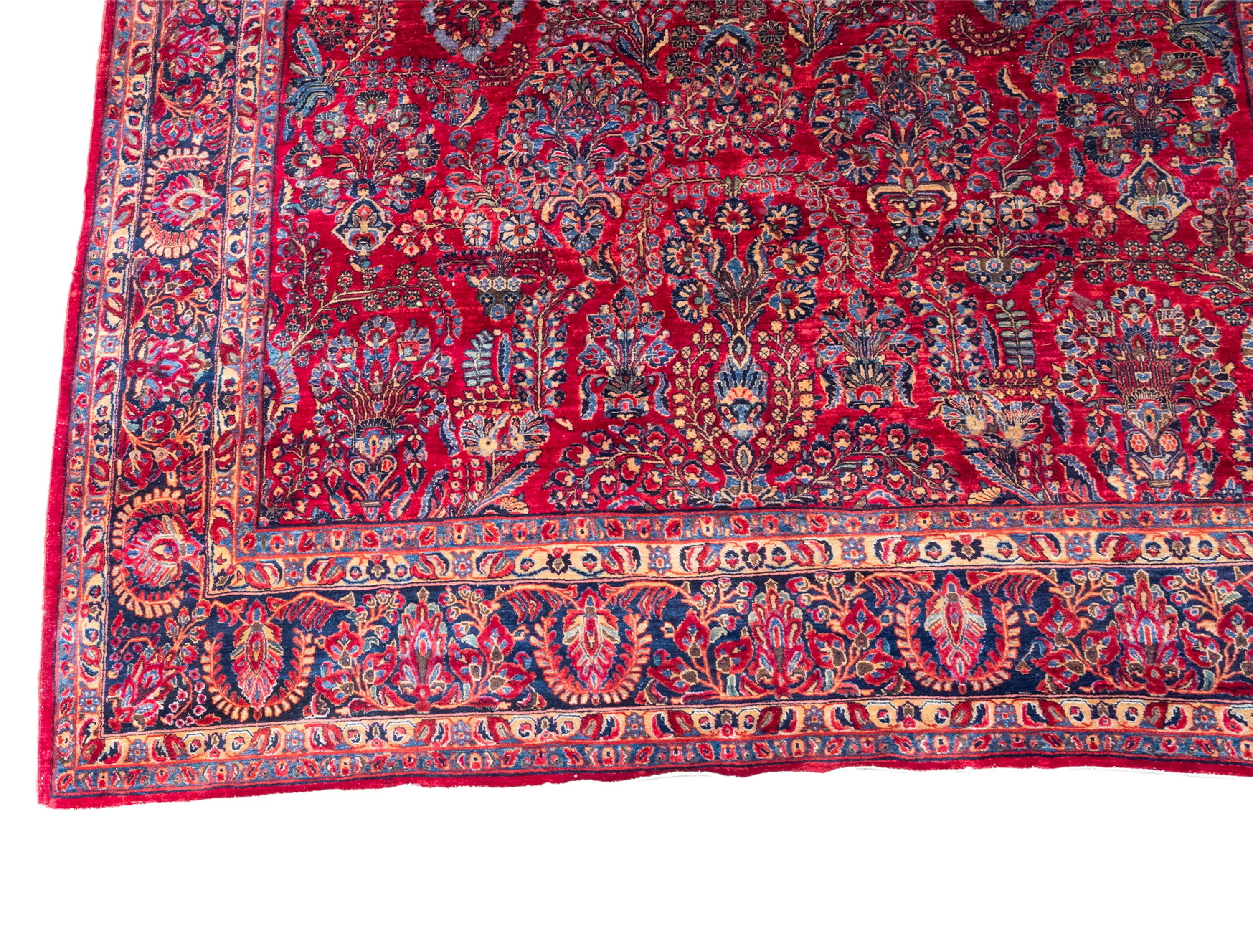 Antique Oriental Persian Handwoven 15ft Palace Size Sarouk Rug Carpet Circa 1920 In Good Condition In Portland, OR