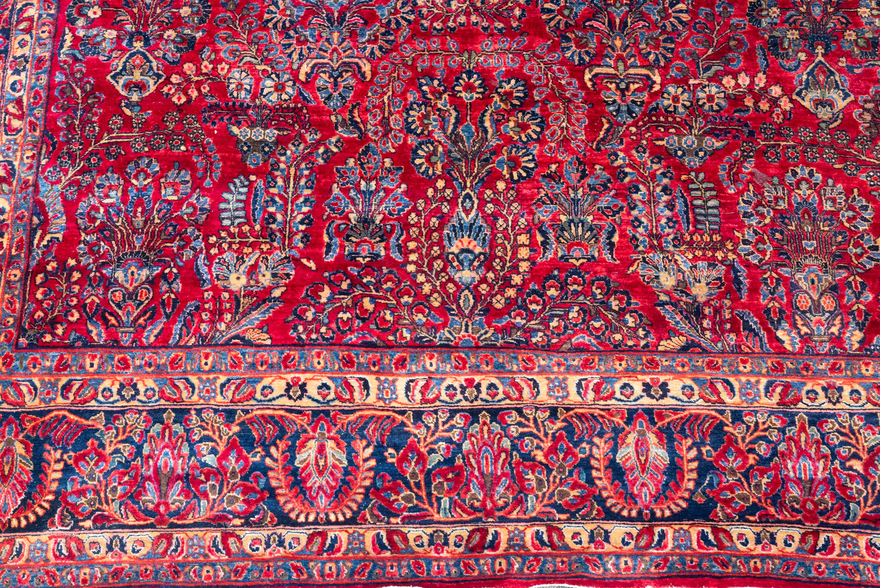 Wool Antique Oriental Persian Handwoven 15ft Palace Size Sarouk Rug Carpet Circa 1920