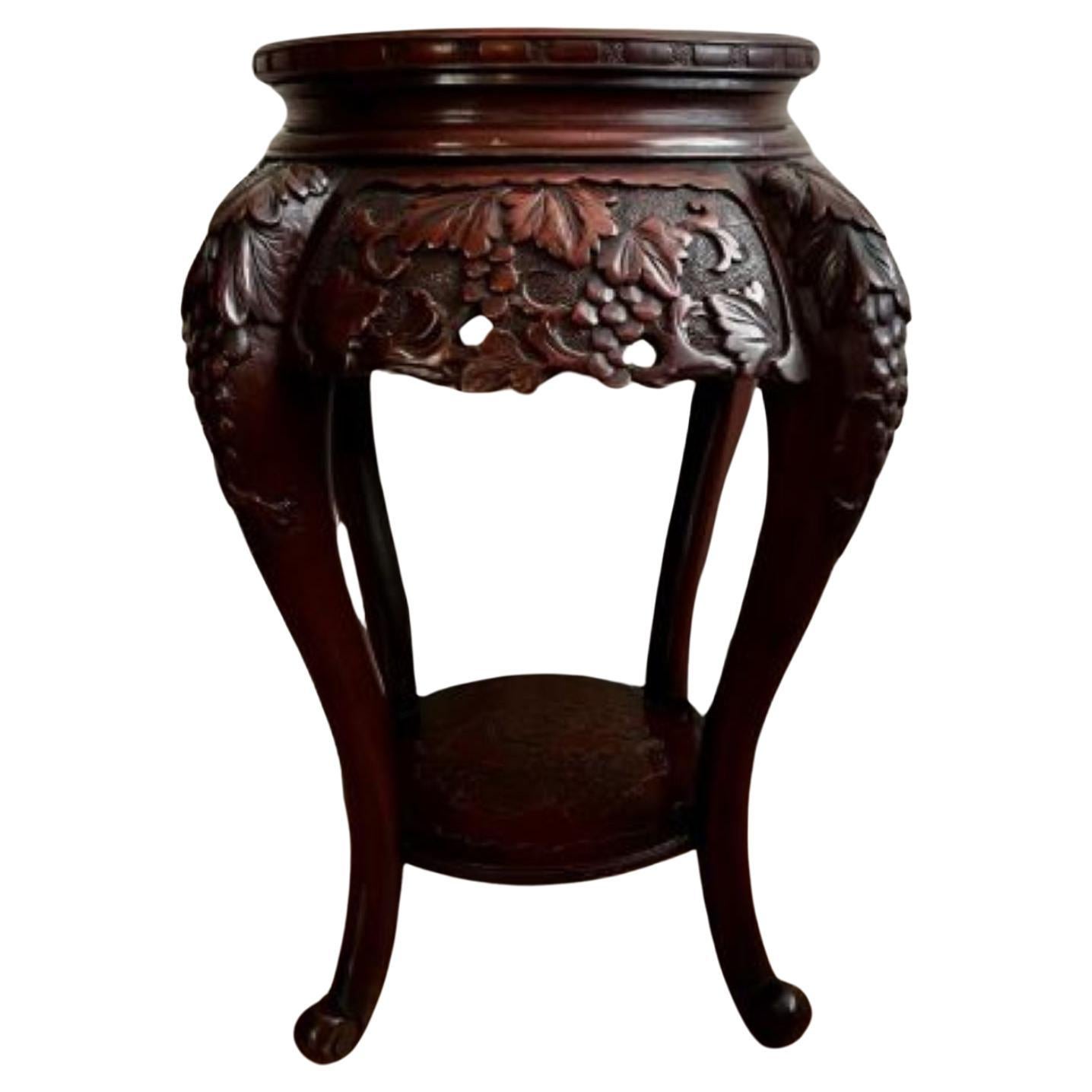 Antique oriental quality carved jardiniere stand 