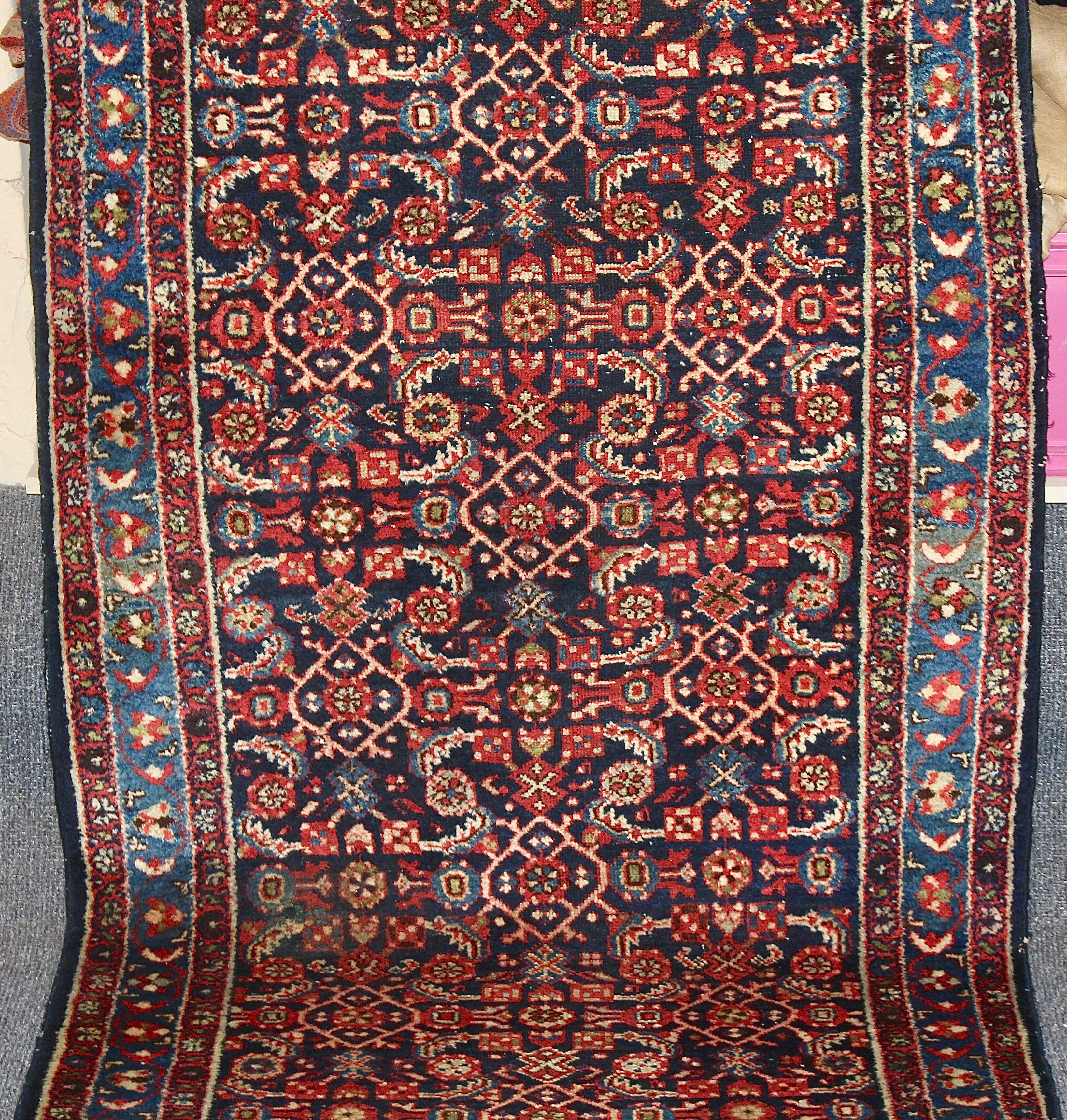 Hand-Knotted Antique Oriental Rug, Long Runner, Orient Carpet For Sale