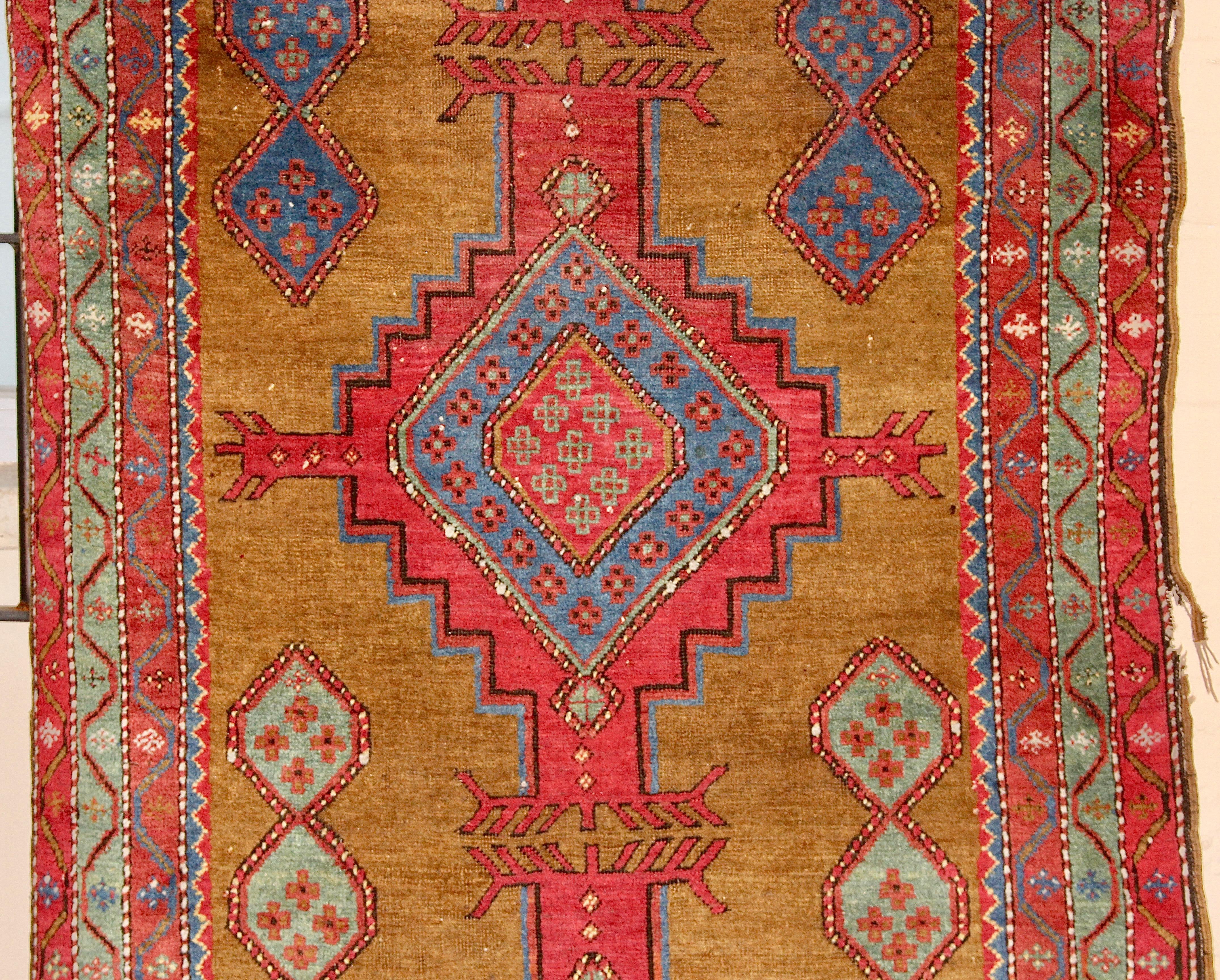 Hand-Knotted Antique Oriental Rug, Long Runner, Orient Carpet For Sale