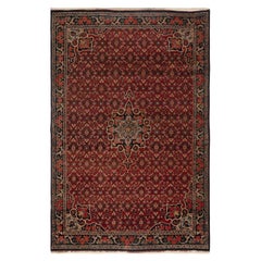 Alfombra oriental antigua con diseño floral sobre fondo marfil circa 1880's