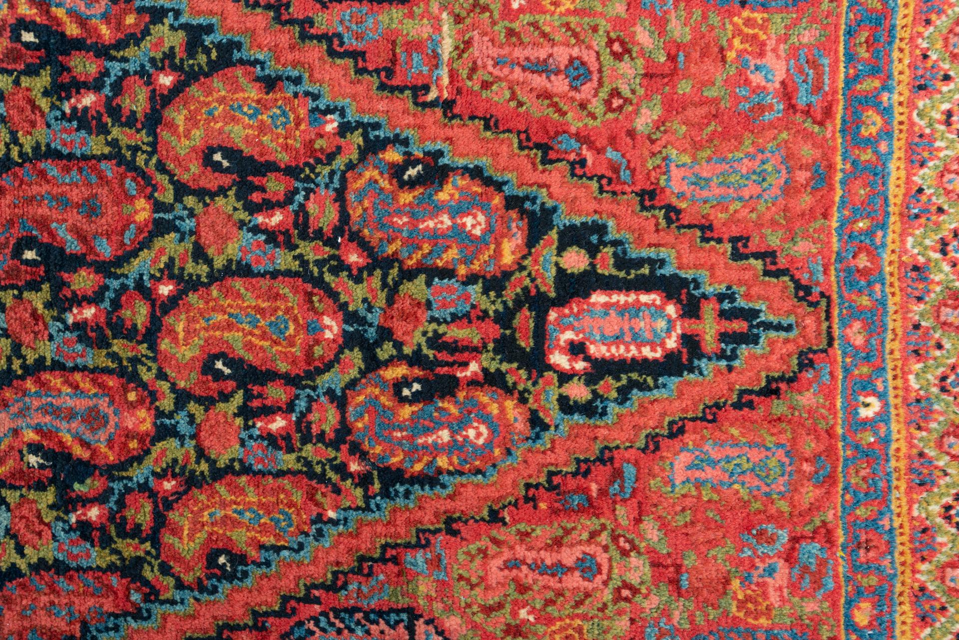 Hand-Knotted Antique Oriental Runner with Paisley Design For Sale