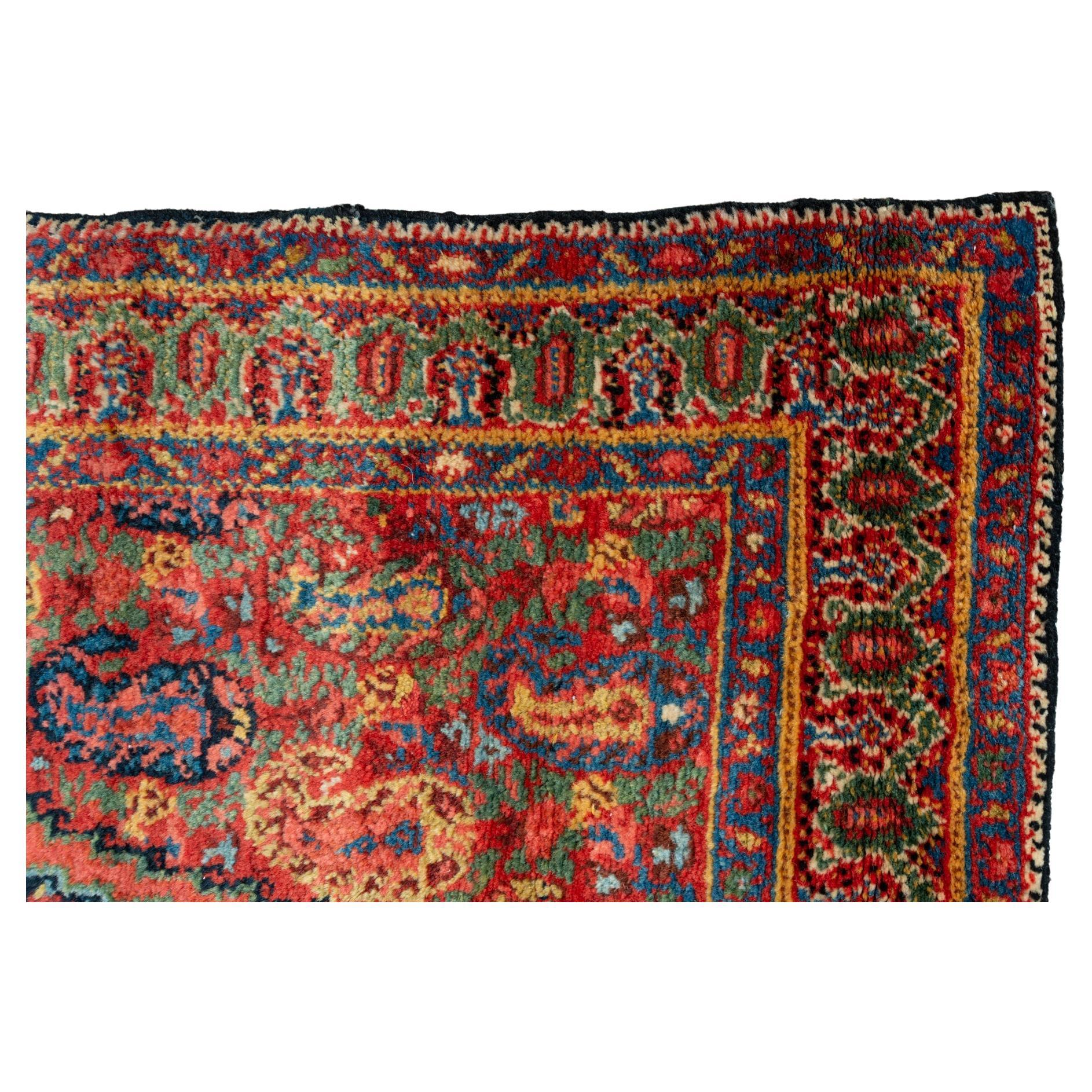 Wool Antique Oriental Runner with Paisley Design For Sale