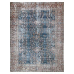 Antique Room Size Distressed Persian Sarouk Rug
