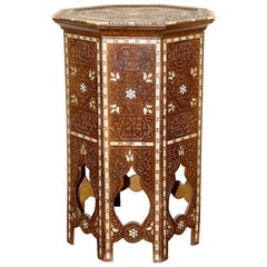 Antique, Oriental Side 
Tea or Game
 Table, Mother of Pearl Inlays, 19th Century