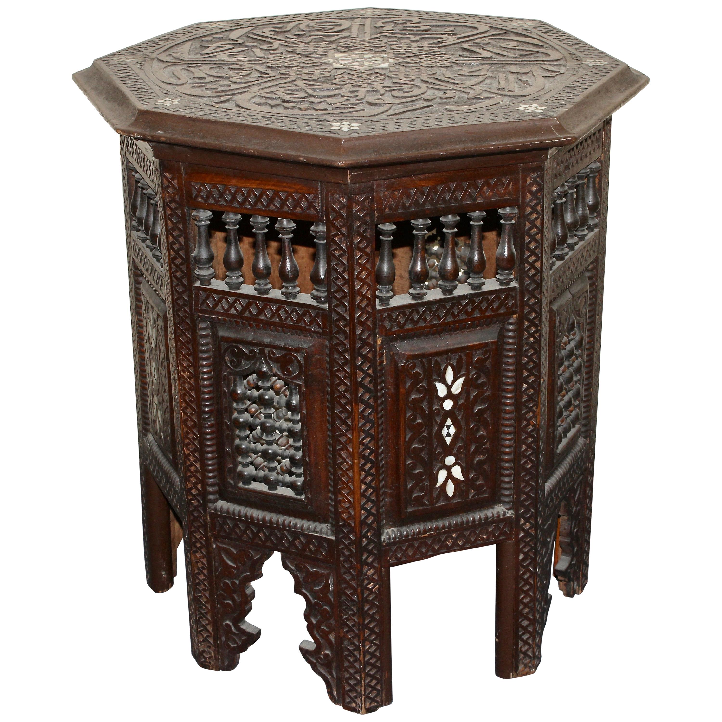 Antique, Oriental side (tea or game) table, mother-of-pearl inlays, 19th century