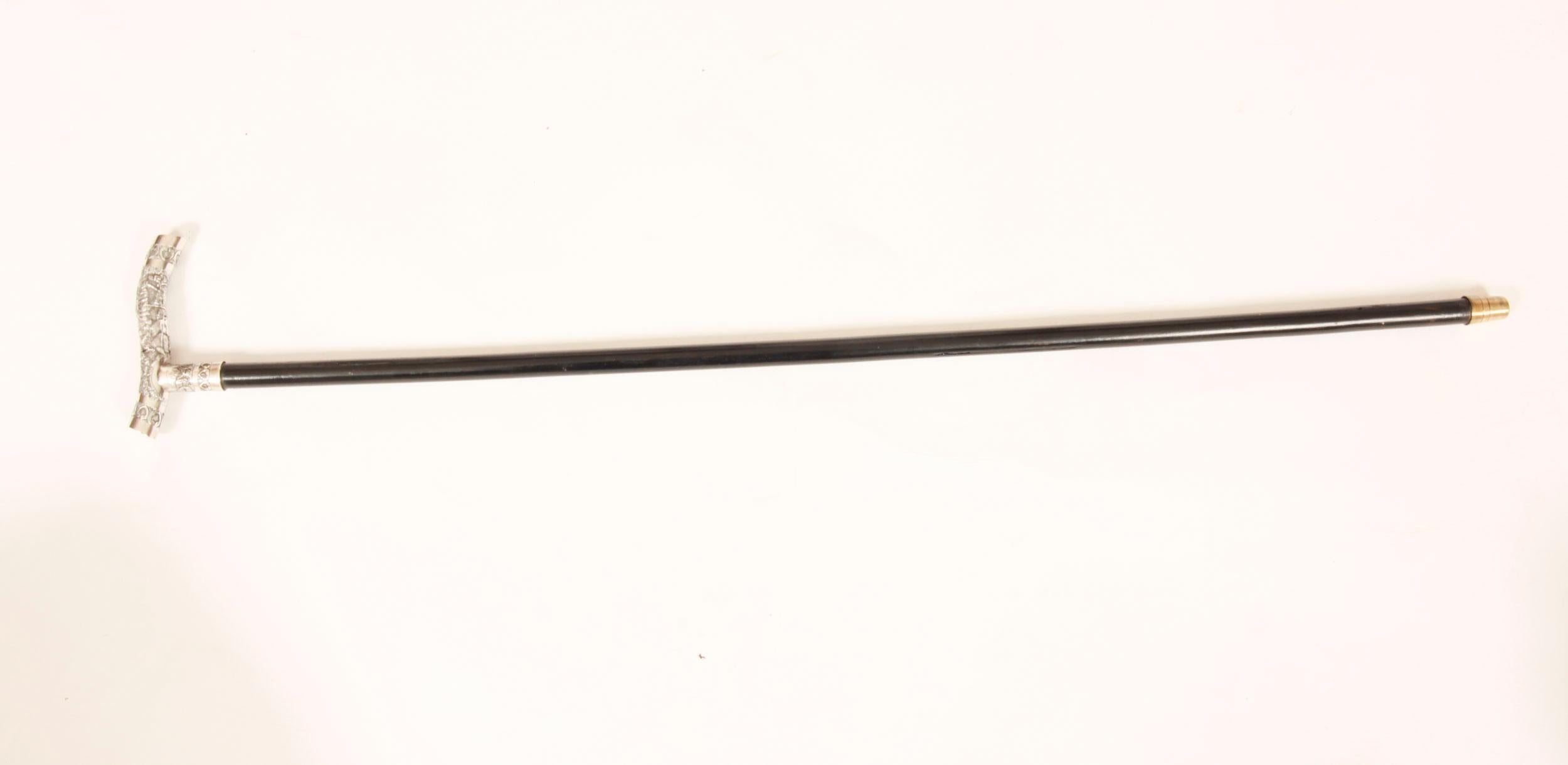 Antique Oriental Silver Handle Walking Stick Cane 19th Century For Sale 4
