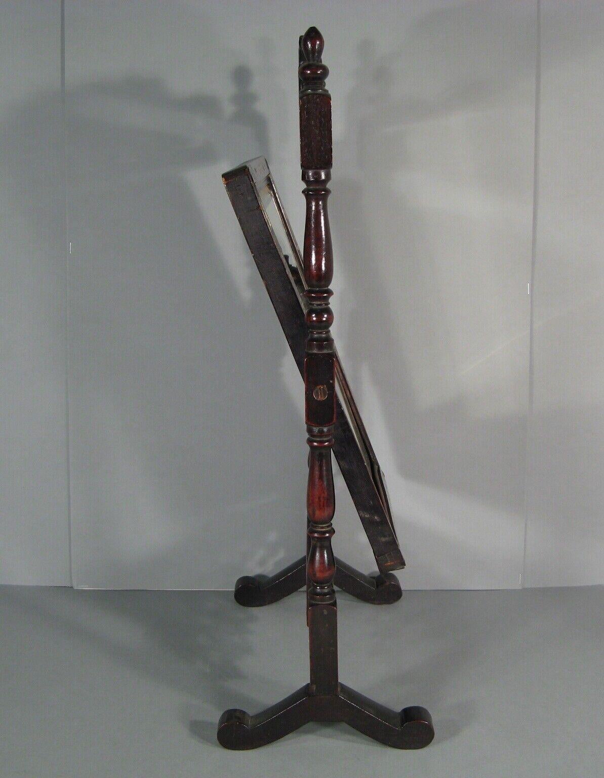 Antique Oriental Style Barber's Table Psyche Mirror in Blackened Wood - 1Y176 3