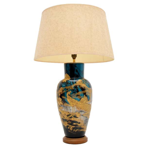 Antique Oriental Style Ceramic Table Lamp For Sale at 1stDibs