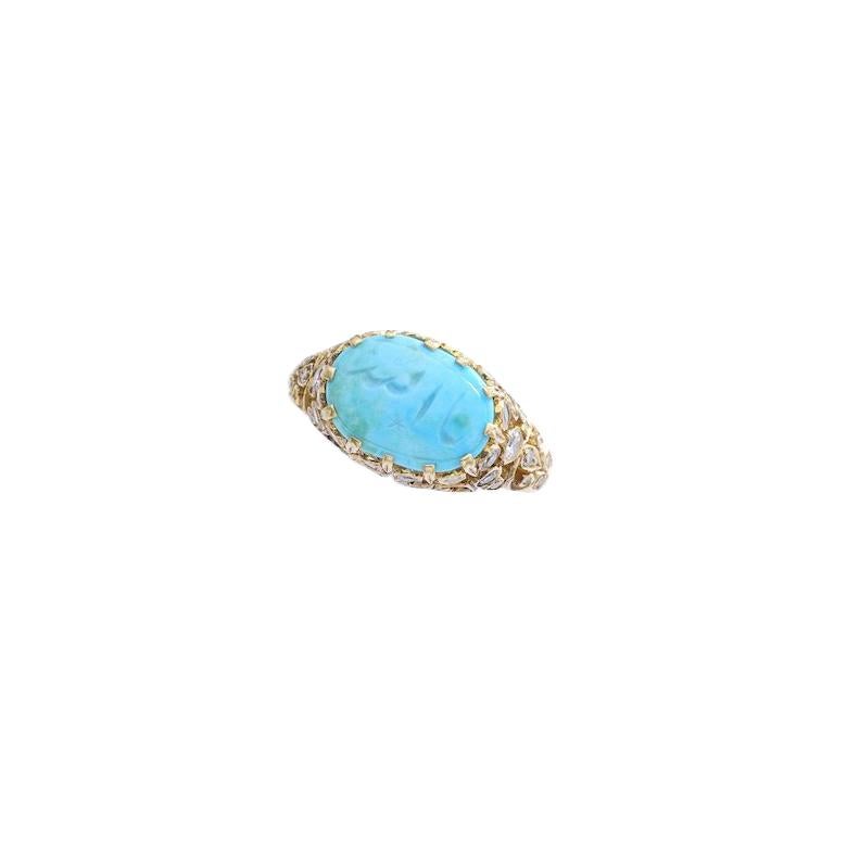 Antique Oriental Turquoise Diamond Ring
