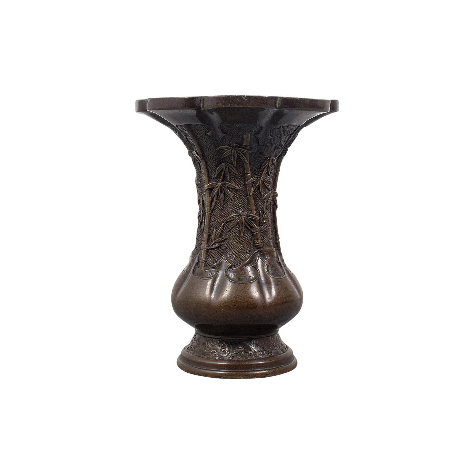 Vase oriental ancien chinois, bronze, urne balustre décorative, victorien, 1900
