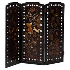 Antique Oriental Wooden Screen with English Lacquer