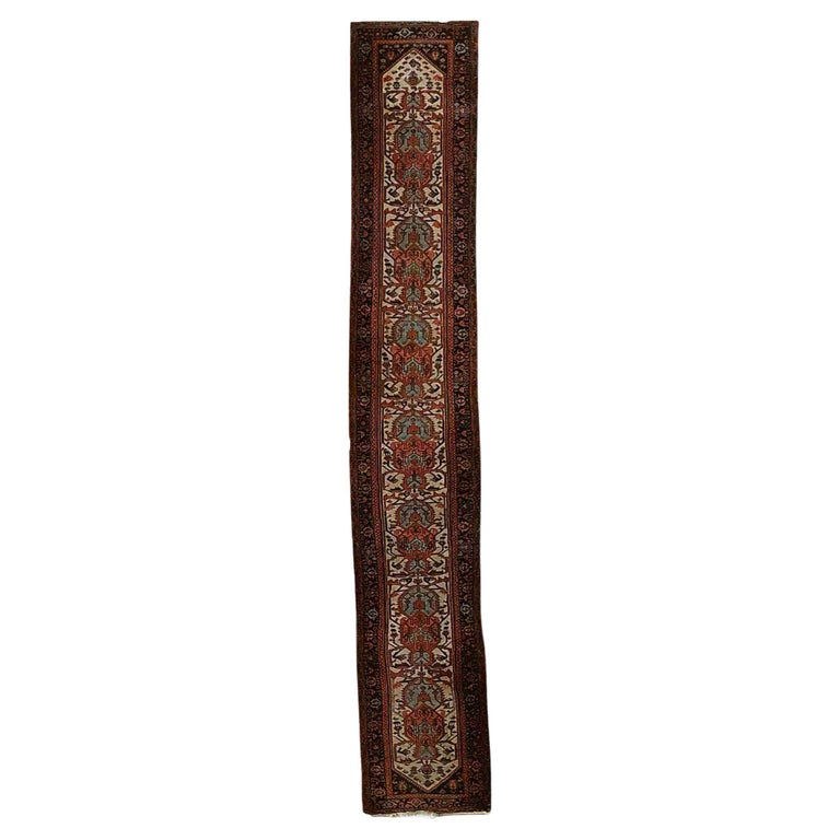 Long Rug Graphics Antique Oriental Wool Long Runner Rug with Stylized Foliate Elements ...