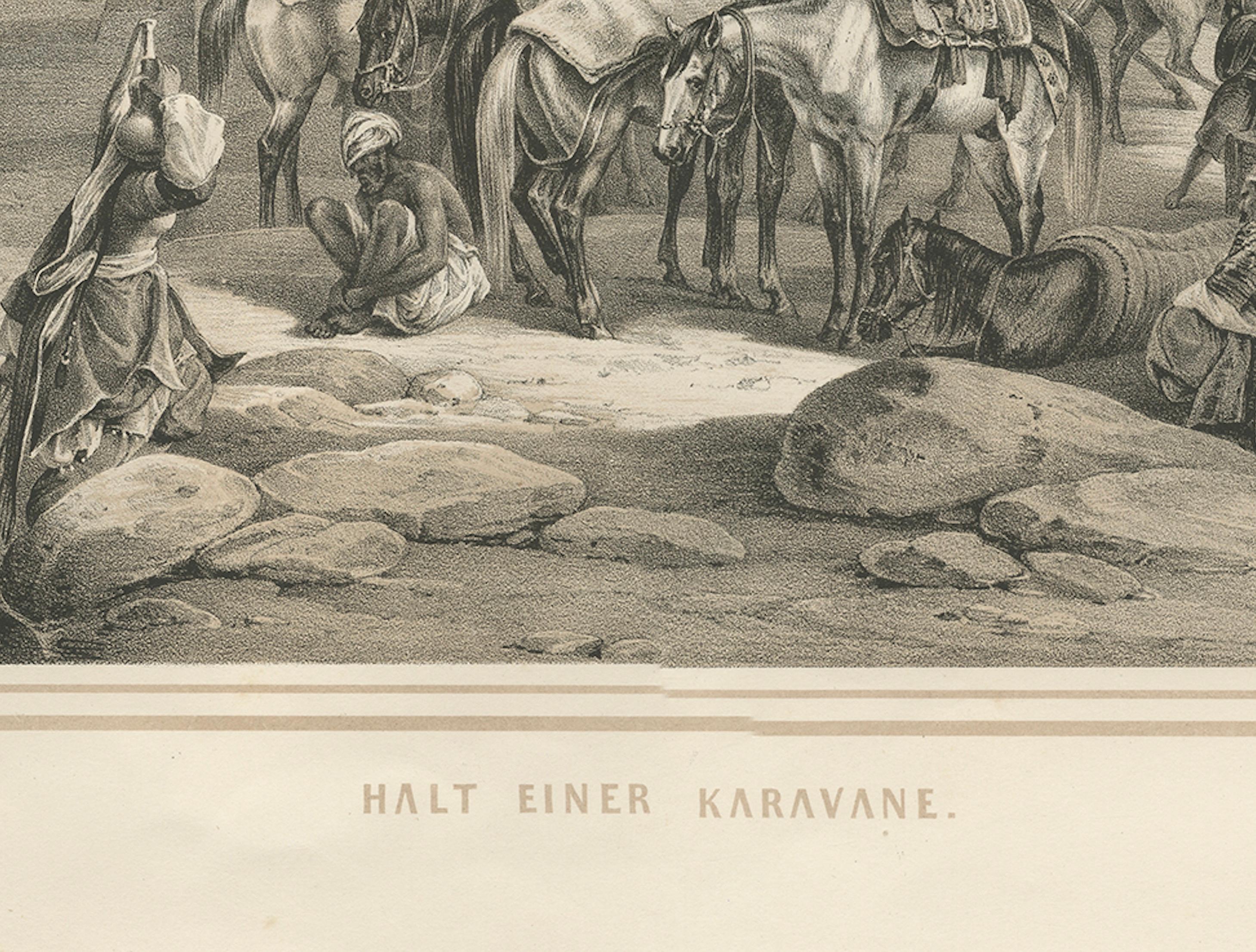 Antike orientalische Karawane am ruhenden Stadttor, Szene aus Maximilian, 1846 (19. Jahrhundert) im Angebot