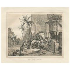 Antike orientalische Karawane am ruhenden Stadttor, Szene aus Maximilian, 1846