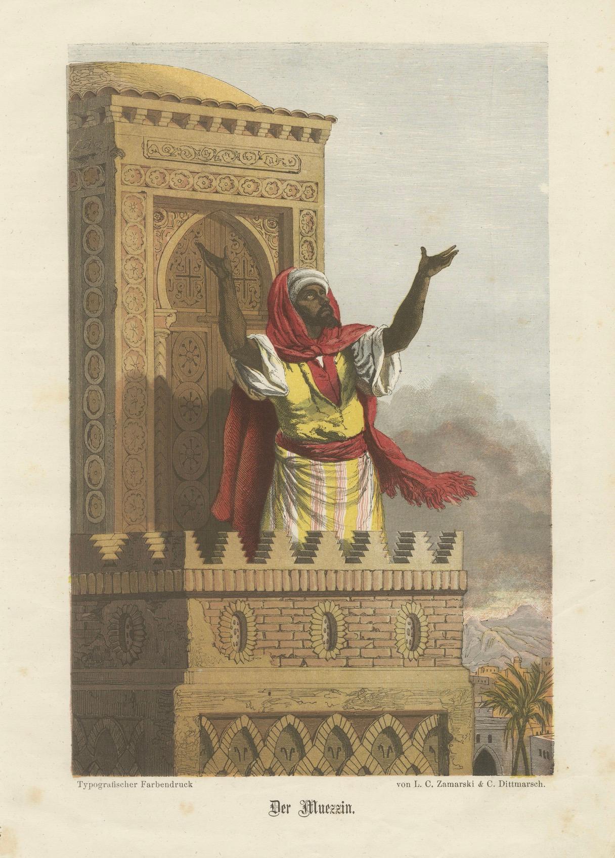 Antiker orientalischer Farbdruck 