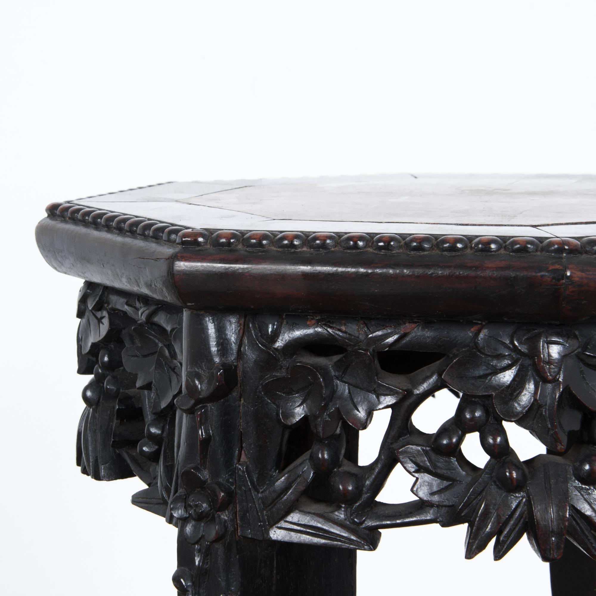 Marble Antique Orientalist French Side Table
