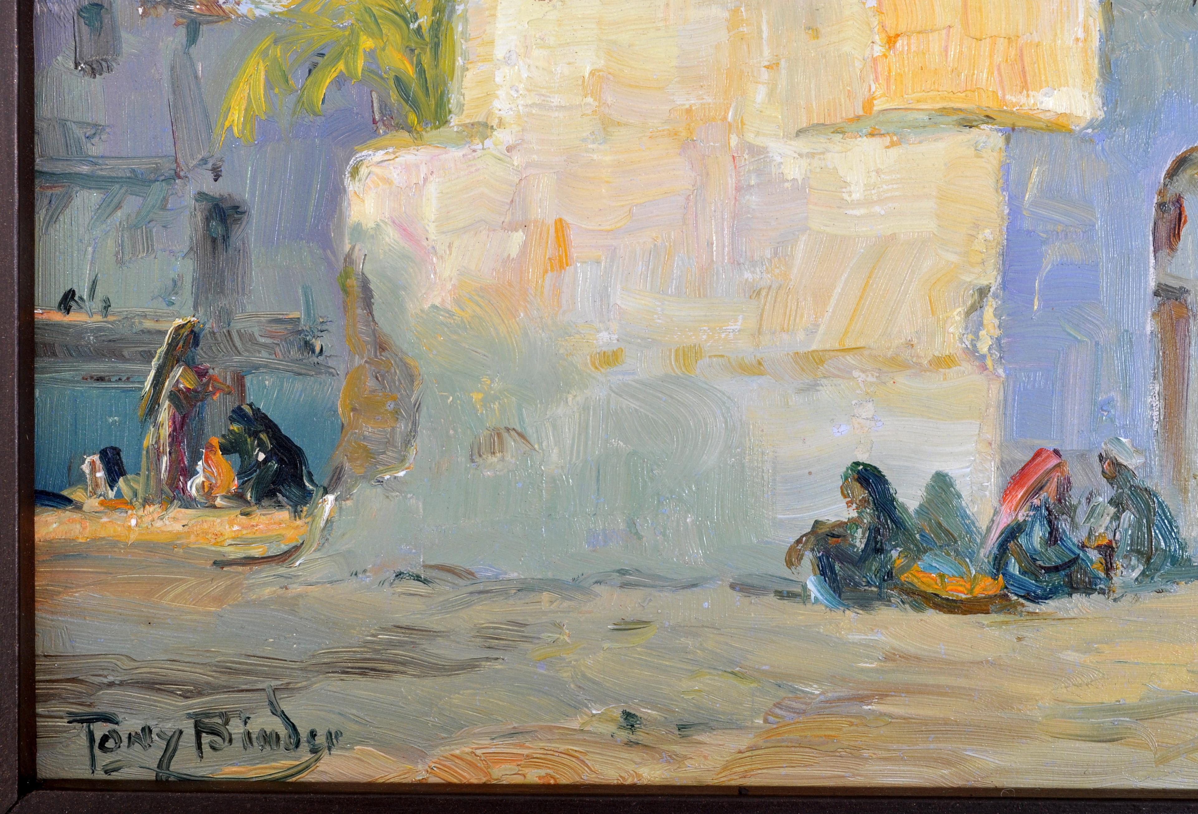 Tableau orientaliste ancien:: Le Caire:: Egypte:: huile sur panneau:: Tony Binder circa 1895 en vente 4