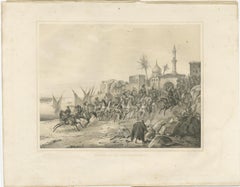 Antique Orientalist Procession of Mehmed Ali Pasha on the Nile, Egypt, 1846