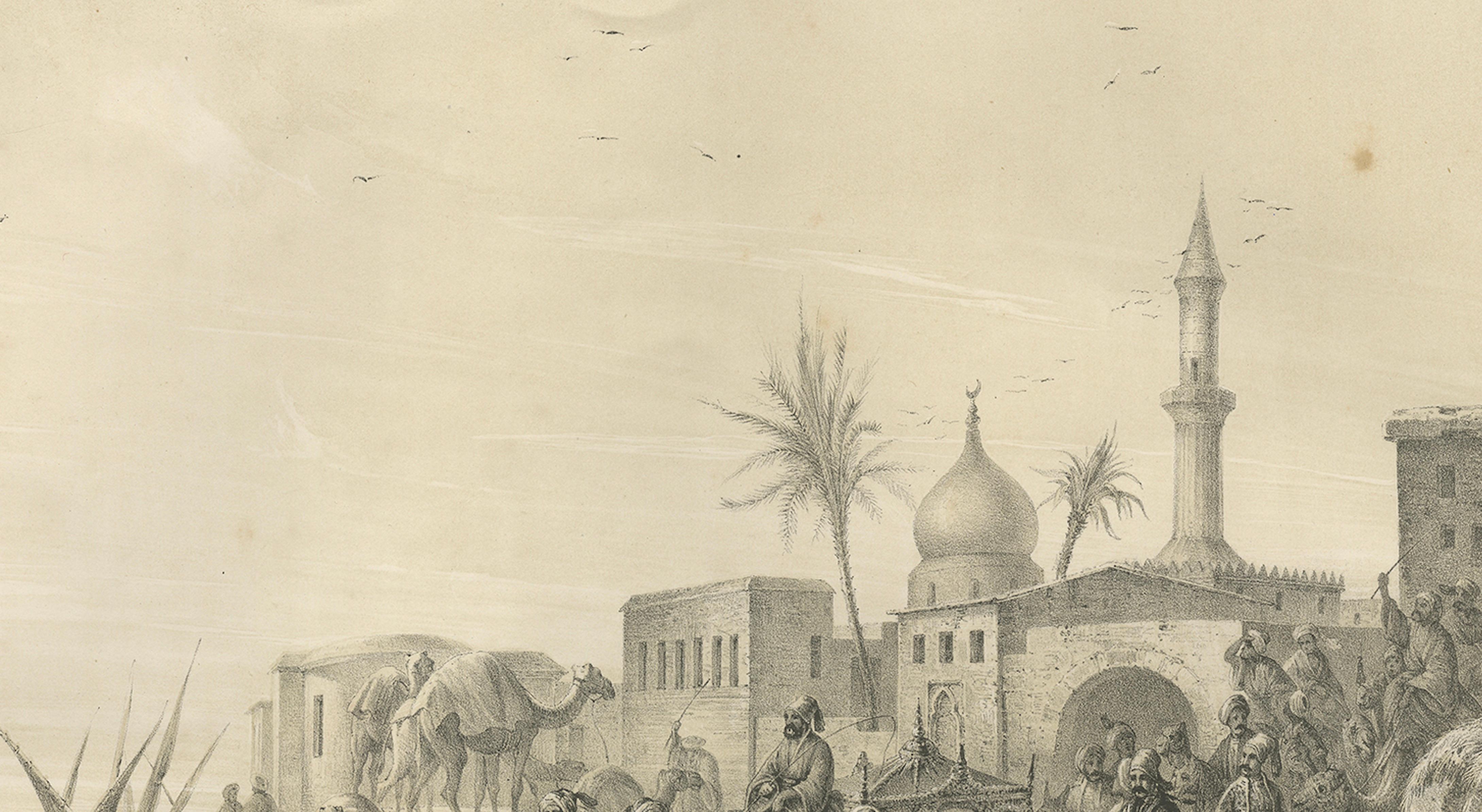 Antike orientalische Prozession von Mehmed Ali Pascha auf dem Nil, Ägypten, 1846 im Angebot 1