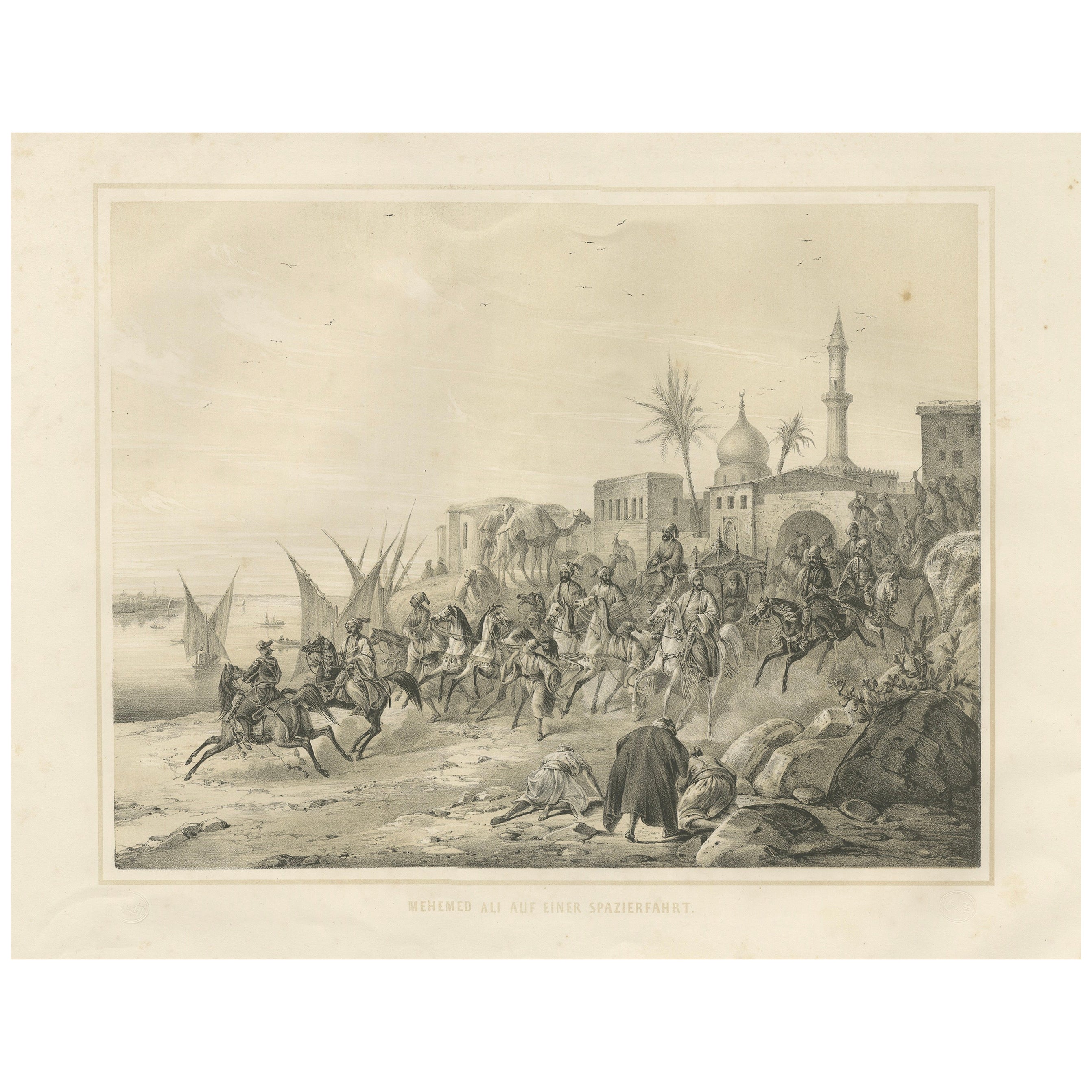 Antike orientalische Prozession von Mehmed Ali Pascha auf dem Nil, Ägypten, 1846