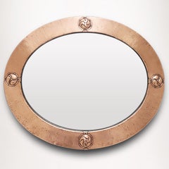 Antique original 1895 Liberty & Co Arts and Crafts hammered copper mirror