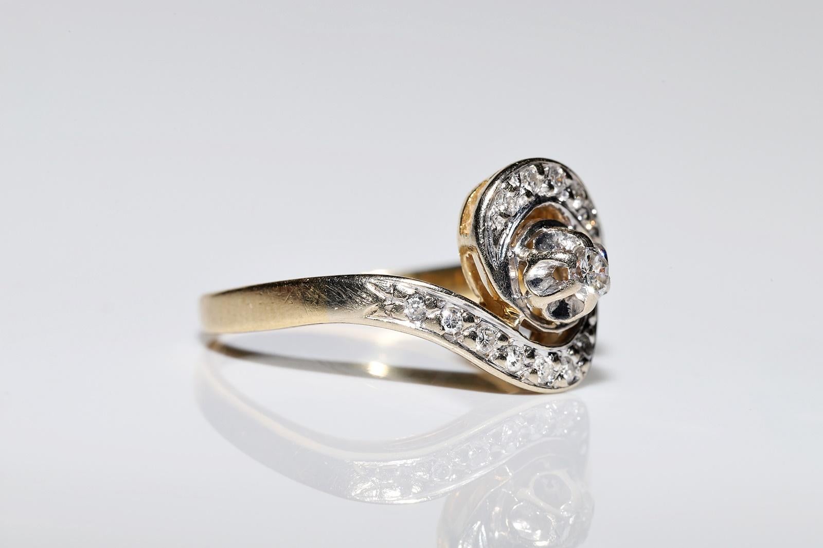 Women's Antique Original 18k Gold  Circa 1920s Art Deco Natural Diamond Decorated Ring  For Sale