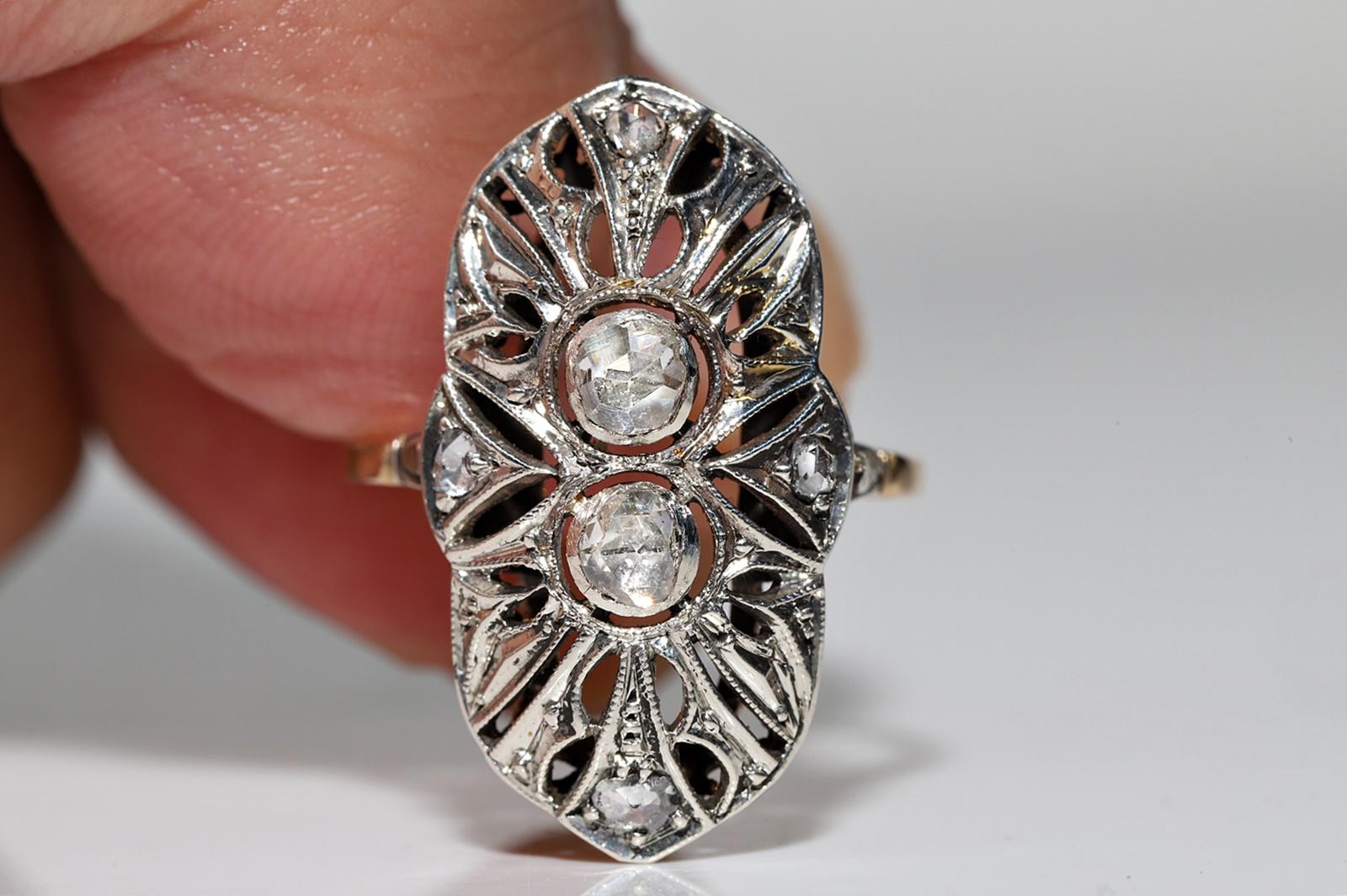 Antique Original Art Deco Circa 1920s 18k Gold Natural Rose Cut Diamond Ring In Good Condition For Sale In Fatih/İstanbul, 34