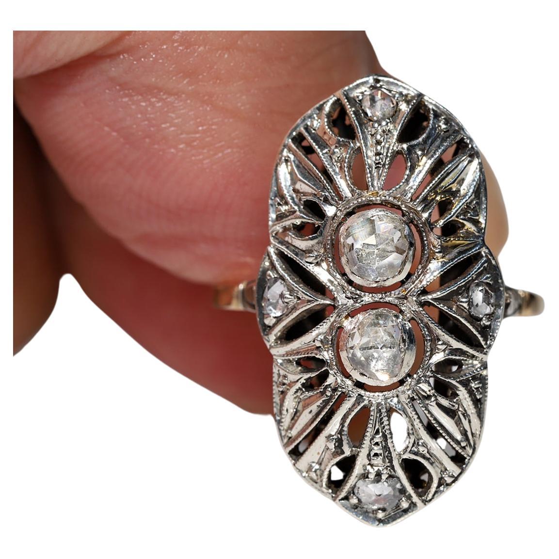 Antiker Original Art Deco Circa 1920er Jahre 18k Gold Natürlicher Diamantring mit Rosenschliff