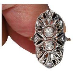 Antique Original Art Deco Circa 1920s 18k Gold Natural Rose Cut Diamond Ring