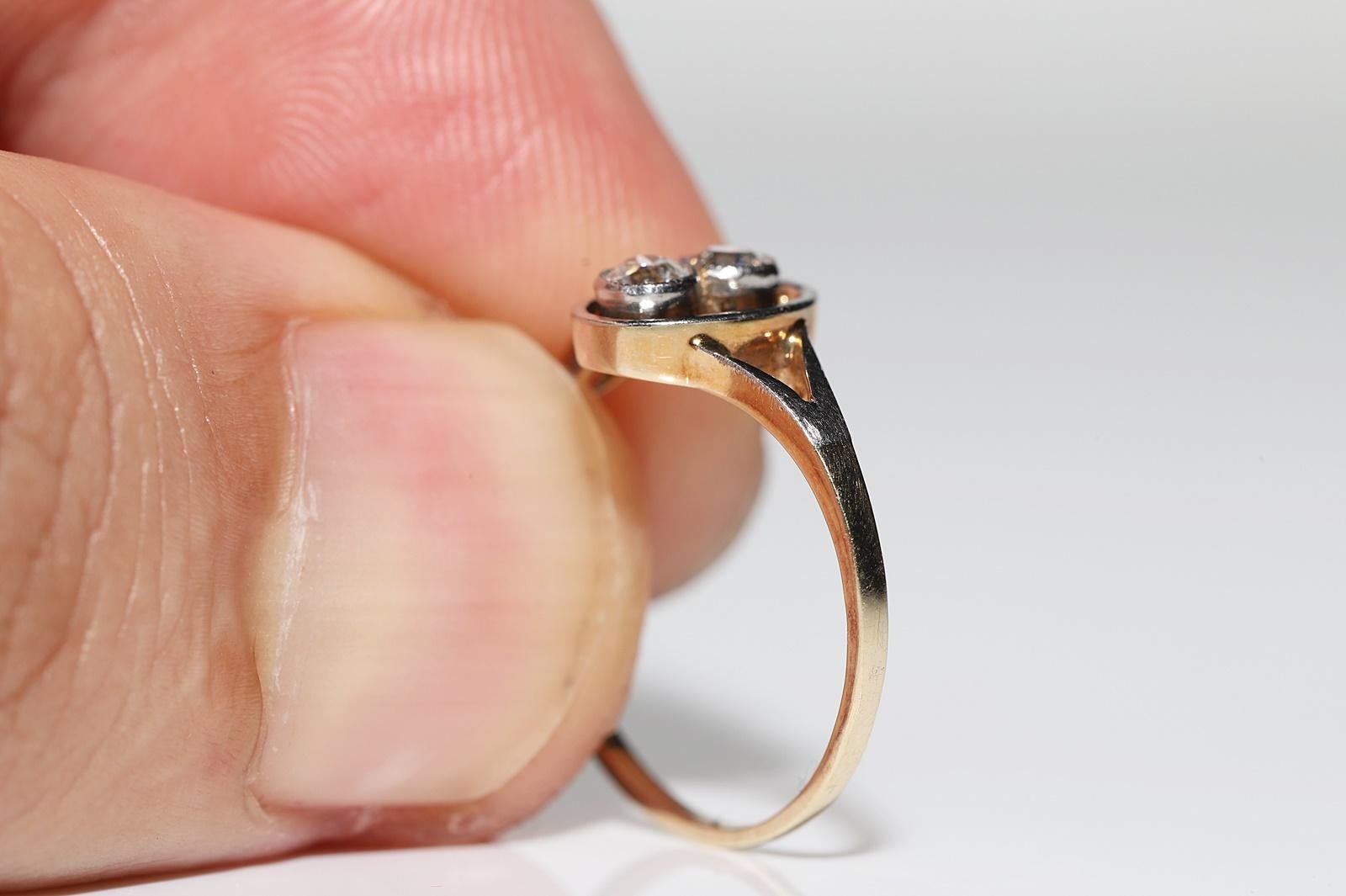 Antiker Original Art Deco Circa 1920er Jahre 14k Gold Natürlicher Diamant Dekorierter Ring im Angebot 4