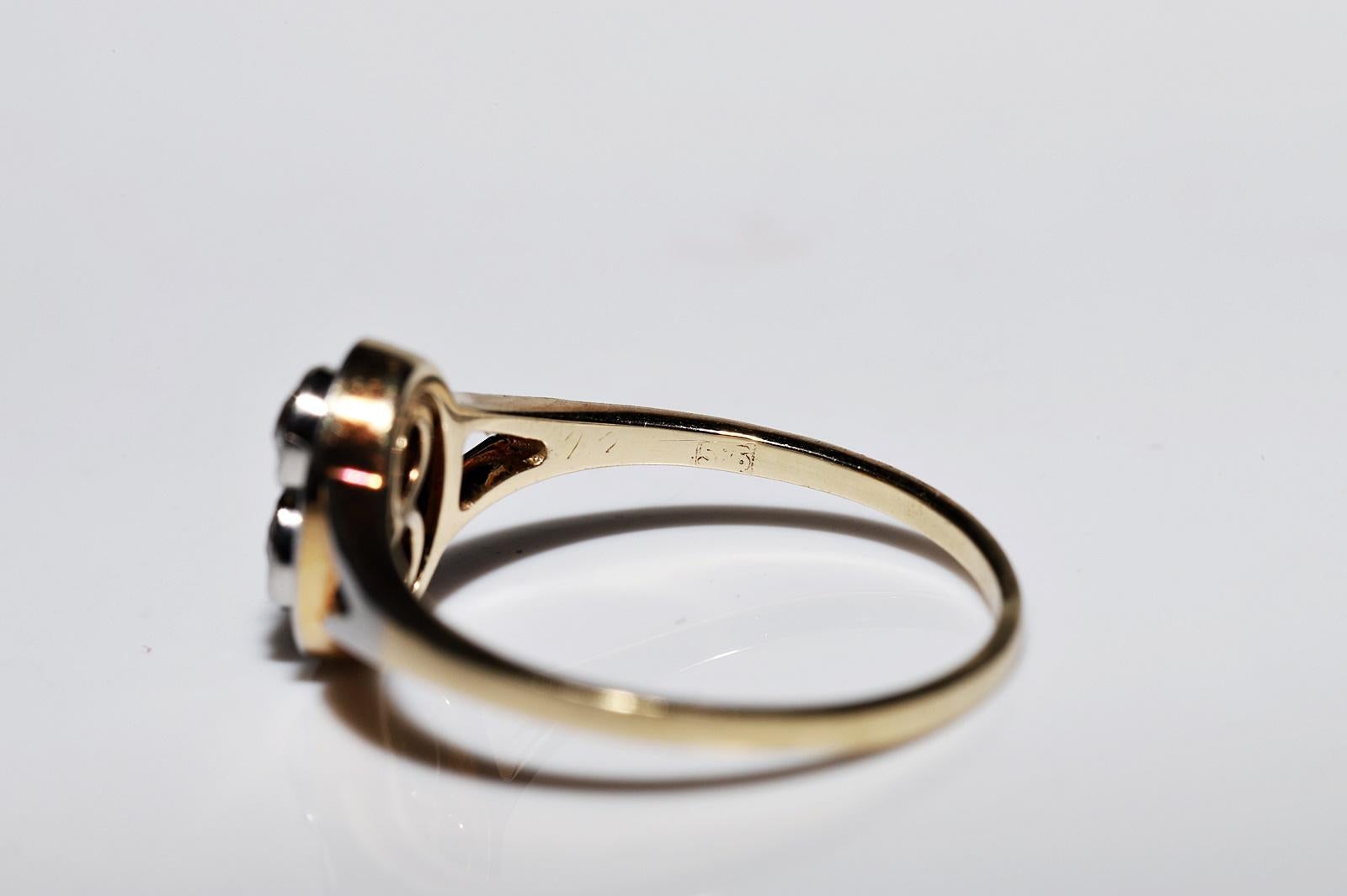 Antique Original ArtDeco Circa 1920s 14k Gold Natural Diamond Decorated Ring For Sale 7