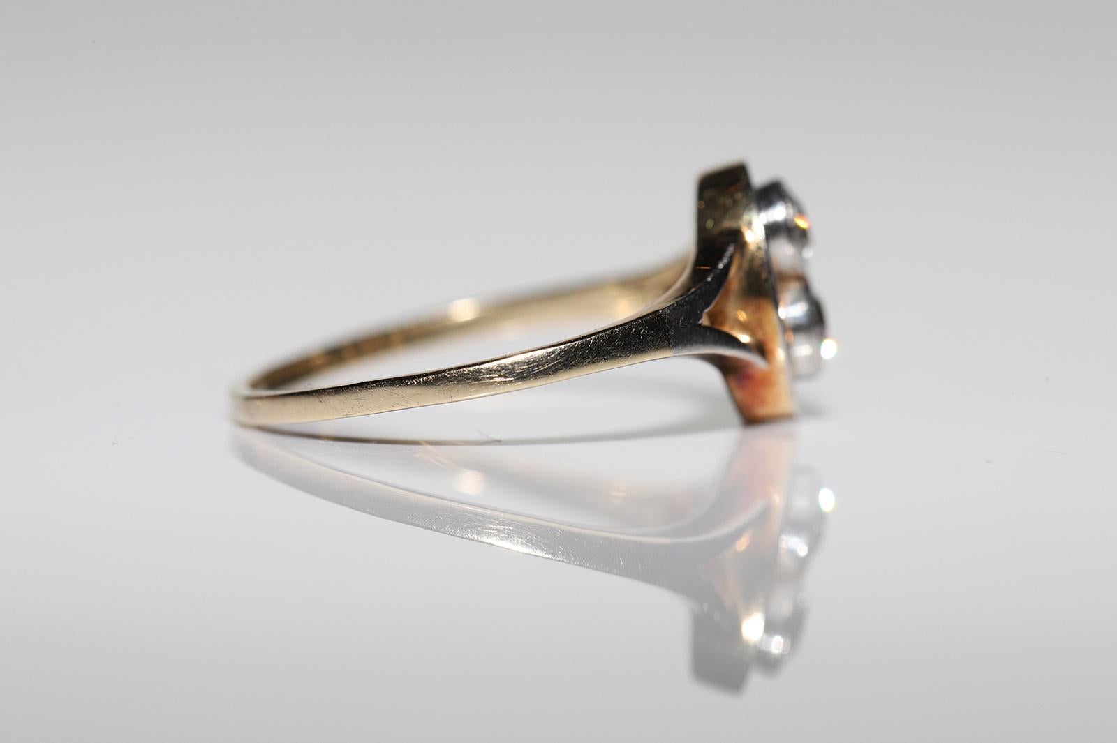 Antiker Original Art Deco Circa 1920er Jahre 14k Gold Natürlicher Diamant Dekorierter Ring im Angebot 2