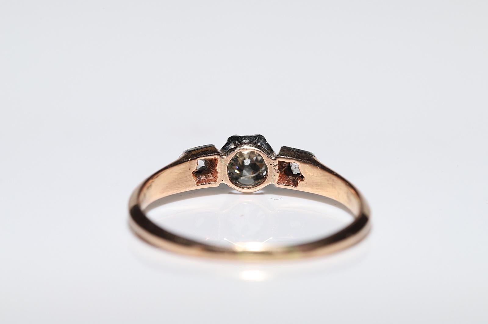 Antiker Original Art Deco Circa 1920er Jahre 18k Gold Natürlicher Diamant Dekorierter Ring im Angebot 4