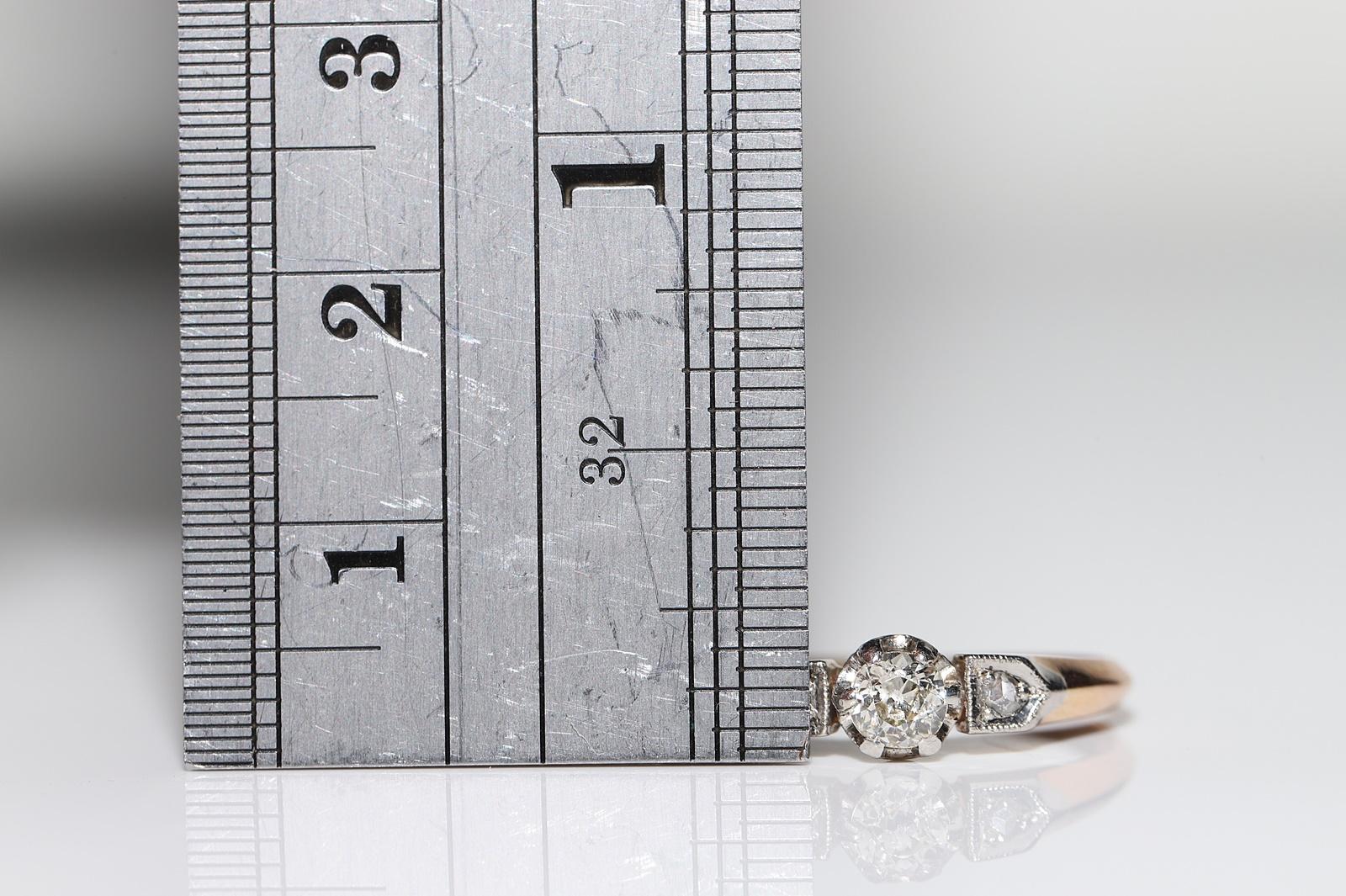 Antiker Original Art Deco Circa 1920er Jahre 18k Gold Natürlicher Diamant Dekorierter Ring im Angebot 5