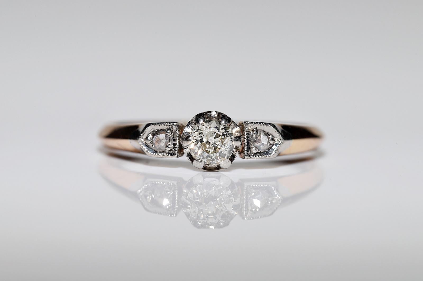 Antiker Original Art Deco Circa 1920er Jahre 18k Gold Natürlicher Diamant Dekorierter Ring Damen im Angebot