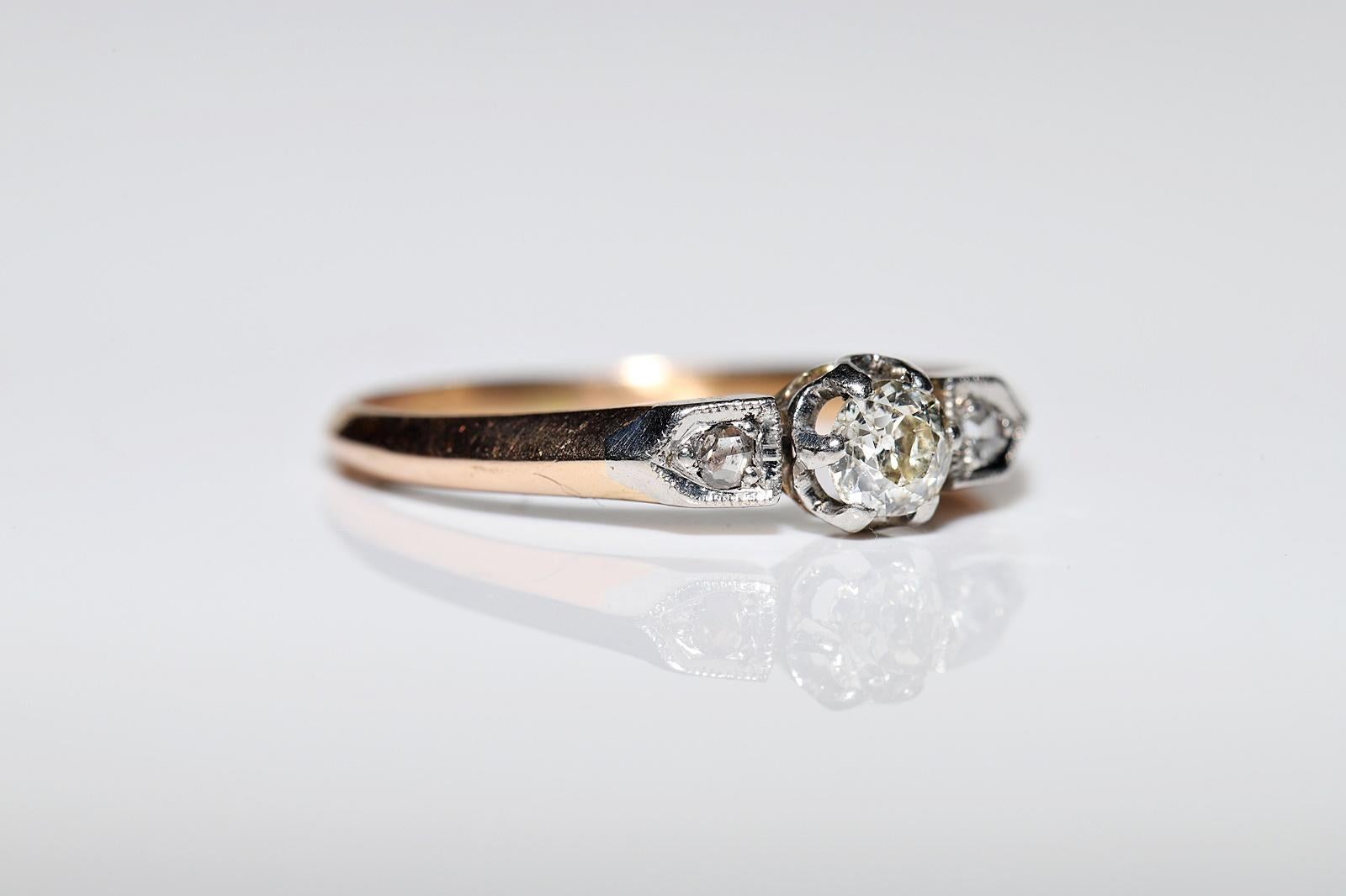 Antiker Original Art Deco Circa 1920er Jahre 18k Gold Natürlicher Diamant Dekorierter Ring im Angebot 1