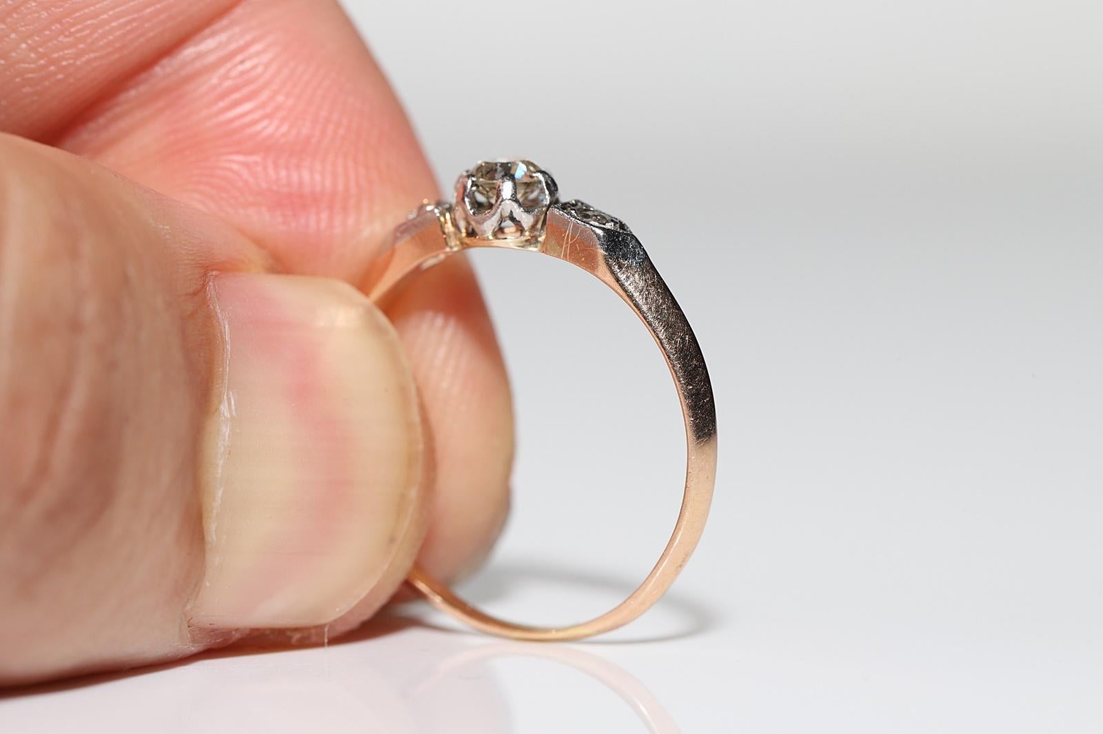 Antiker Original Art Deco Circa 1920er Jahre 18k Gold Natürlicher Diamant Dekorierter Ring im Angebot 3