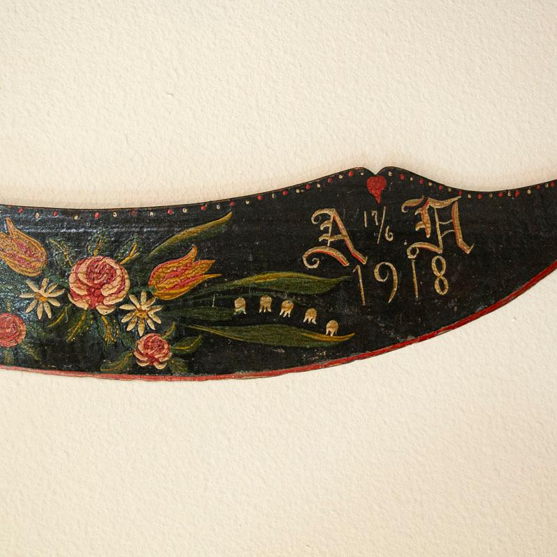 Antikes Original schwarz lackiertes Flax-Messer /Schneidemesser, datiert 1918 im Zustand „Gut“ im Angebot in Round Top, TX