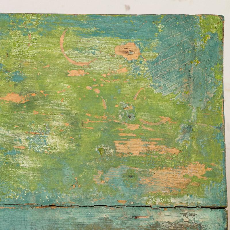 Antique Original Blue/Green Painted Farm Table 2